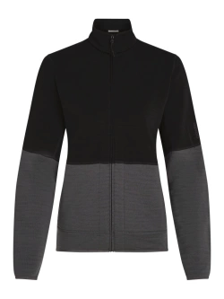 Kurtka termoaktywna damska Icebreaker Merino Blend 400 RealFleece Descender LS Zip czarno-szara