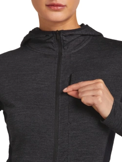 Bluza termoaktywna damska z kapturem Icebreaker Merino Blend 200 RealFleece Descender LS Zip Hoodie ciemnoszara