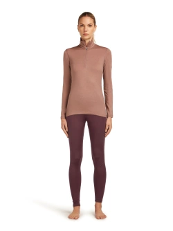 Legginsy termoaktywne damskie Icebreaker Merino 200 Oasis High Rise bordowe