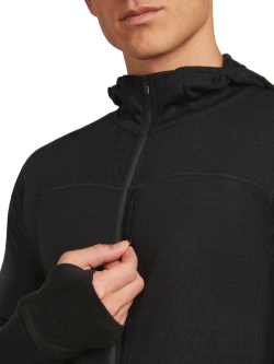Bluza termoaktywna z kapturem Icebreaker Merino Blend 300 RealFleece Descender LS Zip Hoodie szara
