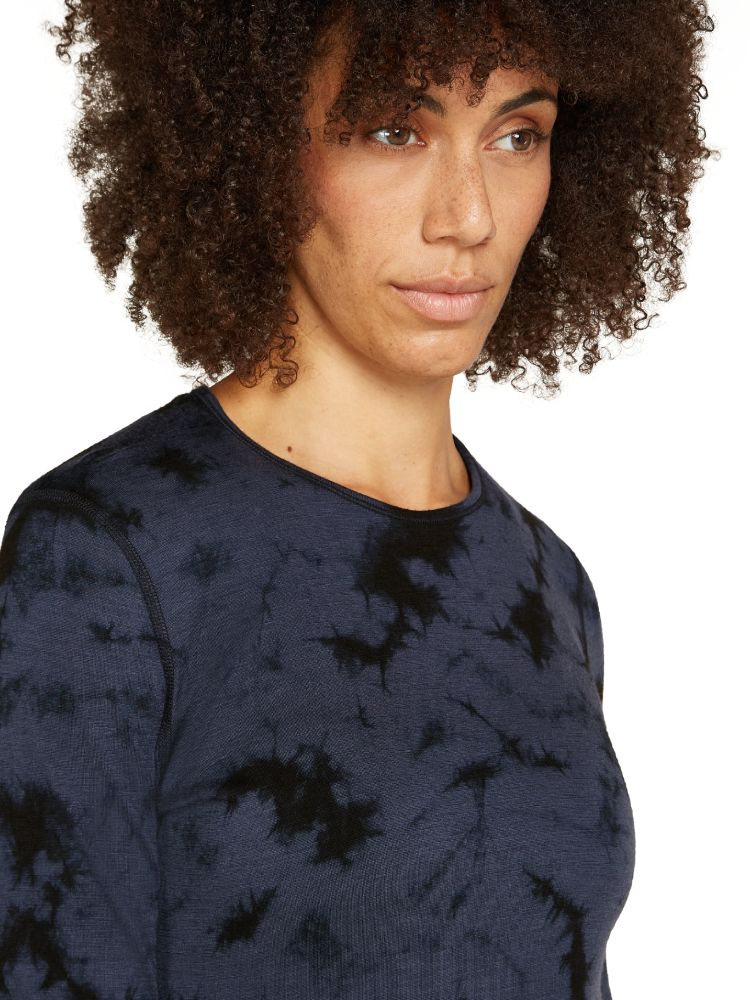 Koszulka termiczna damska z długim rękawem Icebreaker Merino 200 Oasis Cloud Dye granatowo-czarna