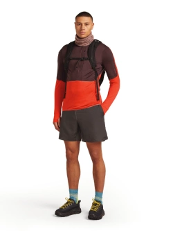 Bluza termoaktywna z zamkiem 1/2 Icebreaker Merino Blend 200 RealFleece Descender LS Half Zip szara-czerwona