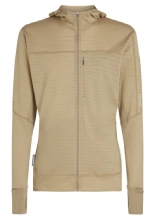 Bluza termoaktywna z kapturem Icebreaker Merino Blend 300 RealFleece Descender LS Zip Hoodie beżowa