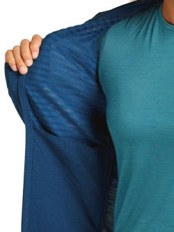 Bluza termoaktywna damska z zamkiem Icebreaker Merino Blend 300 RealFleece Descender LS Zip ciemnoniebieska