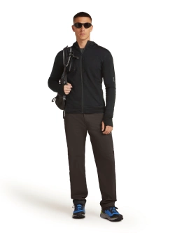 Bluza termoaktywna z kapturem Icebreaker Merino Blend 300 RealFleece Descender LS Zip Hoodie szara