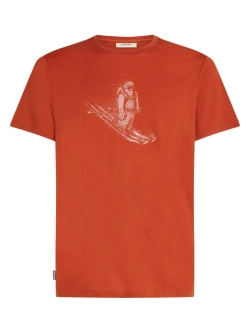 Koszulka termoaktywna z krótkim rękawem Icebreaker Merino 150 Tech Lite SS Tee Skiing Yeti czerwona