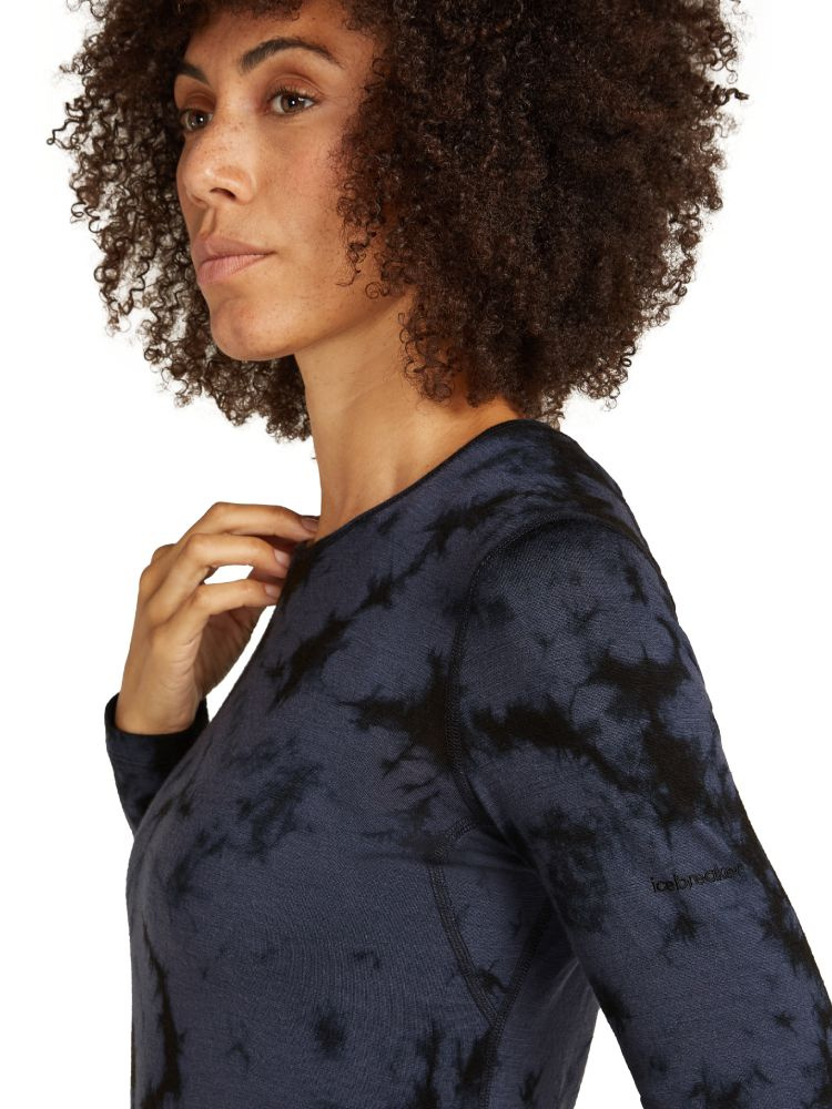 Koszulka termiczna damska z długim rękawem Icebreaker Merino 200 Oasis Cloud Dye granatowo-czarna