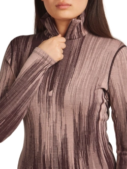 Koszulka termiczna damska z długim rękawem Icebreaker Merino 260 Tech Vertex LS Half Zip Peak z półzamkiem różowo-czarna
