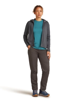 Bluza termoaktywna damska z kapturem Icebreaker Merino 360 RealFleece Elemental LS Zip Hoodie szara