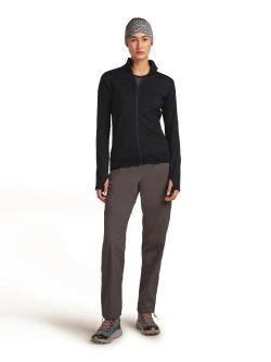 Bluza termoaktywna damska z zamkiem Icebreaker Merino Blend 300 RealFleece Descender LS Zip czarna