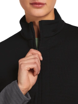 Kurtka termoaktywna damska Icebreaker Merino Blend 400 RealFleece Descender LS Zip czarno-szara