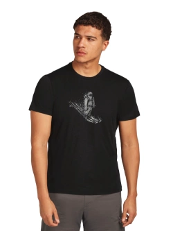 Koszulka termoaktywna z krótkim rękawem Icebreaker Merino 150 Tech Lite SS Tee Skiing Yeti czarna