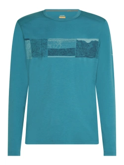 Koszulka termoaktywna z długim rękawem Icebreaker Merino 200 Oasis LS Crewe Elevation Line niebieska