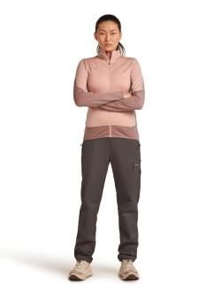 Bluza termoaktywna damska z zamkiem Icebreaker Merino Blend 300 RealFleece Descender LS Zip różowa