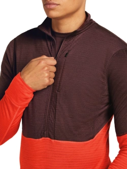 Bluza termoaktywna z zamkiem 1/2 Icebreaker Merino Blend 200 RealFleece Descender LS Half Zip szara-czerwona