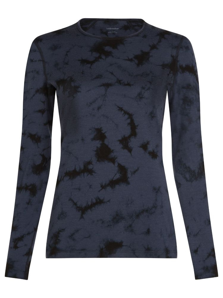 Koszulka termiczna damska z długim rękawem Icebreaker Merino 200 Oasis Cloud Dye granatowo-czarna
