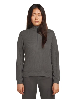 Dzianinowa koszulka termoaktywna damska Icebreaker Merino Blend 260 Waffle Knit Wander LS Half Zip z długim rękawem szara