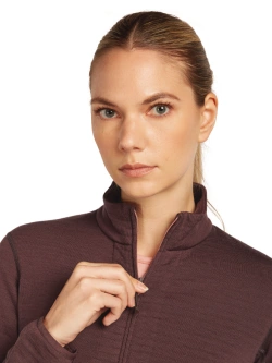 Kurtka termoaktywna damska Icebreaker Merino Blend 400 RealFleece Descender LS Zip bordowa