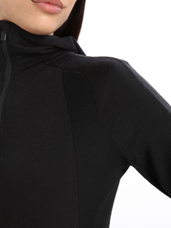 Bluza damska Icebreaker Mer Quantum ZoneKnit LS Zip czarna