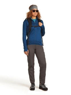 Bluza termoaktywna damska z zamkiem Icebreaker Merino Blend 300 RealFleece Descender LS Zip ciemnoniebieska