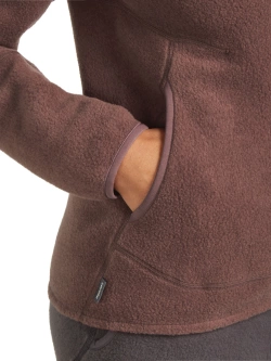 Bluza termoaktywna damska z zamkiem Icebreaker Merino Blend 800 RealFleece Classic Pile LS Zip brązowa