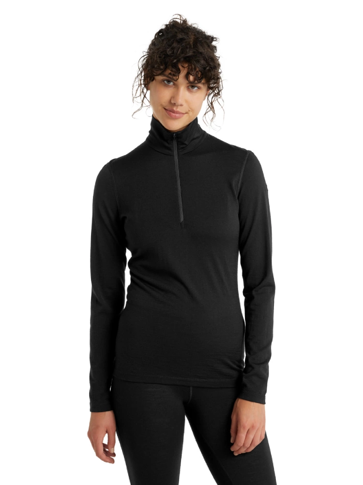 Koszulka termiczna damska z zamkiem do połowy Icebreaker 200 Oasis czarna