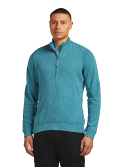 Dzianinowa koszulka termoaktywna z półzamkiem Icebreaker Merino Blend 260 Waffle Knit Wander LS Half Zip z długim rękawem niebieski