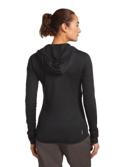 Bluza termoaktywna damska z kapturem Icebreaker Merino Blend 300 RealFleece Descender LS Zip Hoodie czarna