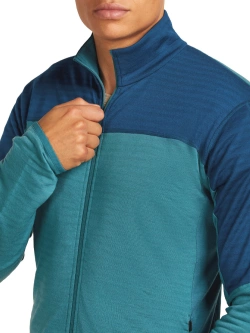 Bluza termoaktywna z zamkiem Icebreaker Merino Blend 300 RealFleece Descender LS Zip niebieska