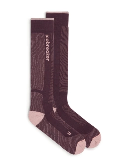 Skarpety damskie Icebreaker Merino Blend Ski+ Light OTC Mountain Contour bordowo-różowe
