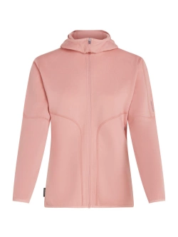 Bluza termoaktywna damska zapinana na zamek Icebreaker 560 Realfleece Elemental z kapturem jasnoróżowa