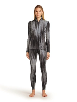 Legginsy termoaktywne damskie Icebreaker Merino 260 Tech Vertex High Rise Peak AOP czarno-szare