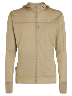 Bluza termoaktywna z kapturem Icebreaker Merino Blend 300 RealFleece Descender LS Zip Hoodie beżowa