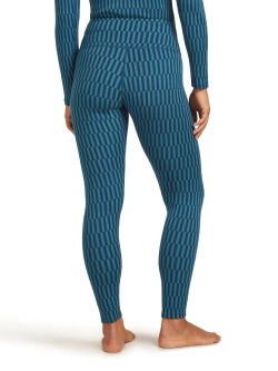 Legginsy termoaktywne damskie Icebreaker Merino 260 Tech Vertex High Rise Snow Grid AOP granatowe