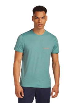 Koszulka termiczna z krótkim rękawem Icebreaker Merino 150 Tech Lite SS Tee IB Wordmark jasnoniebieska
