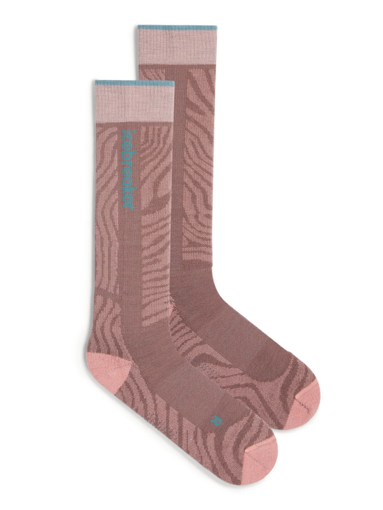Skarpety damskie Icebreaker Merino Blend Ski+ Light OTC Mountain Contour różowo-niebieskie