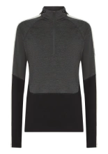 Koszulka termiczna z kapturem Icebreaker Merino 200 Oasis+ LS Half Zip Hoodie czarno-szaro-biała