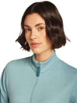 Dzianinowa koszulka termoaktywna damska Icebreaker Merino Blend 260 Waffle Knit Wander LS Half Zip z długim rękawem jasnoniebieska