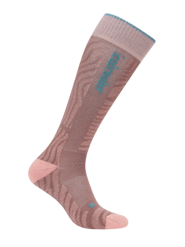 Skarpety damskie Icebreaker Merino Blend Ski+ Light OTC Mountain Contour różowo-niebieskie