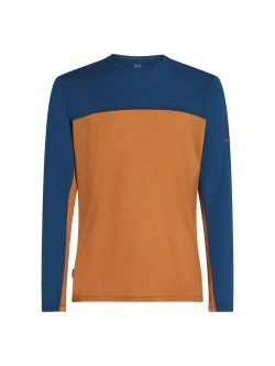 Koszulka termiczna z długim rękawem Icebreaker Merino Blend 150 Cool-Lite™ Sphere LS Tee Colour Block z okrągłym dekoltem, brązowo-niebieska