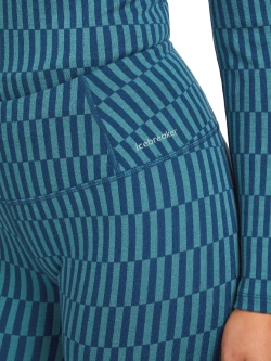Legginsy termoaktywne damskie Icebreaker Merino 260 Tech Vertex High Rise Snow Grid AOP granatowe
