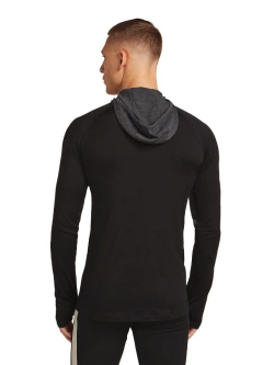 Koszulka termiczna z kapturem Icebreaker Merino 200 Oasis+ LS Half Zip Hoodie czarno-szaro-biała
