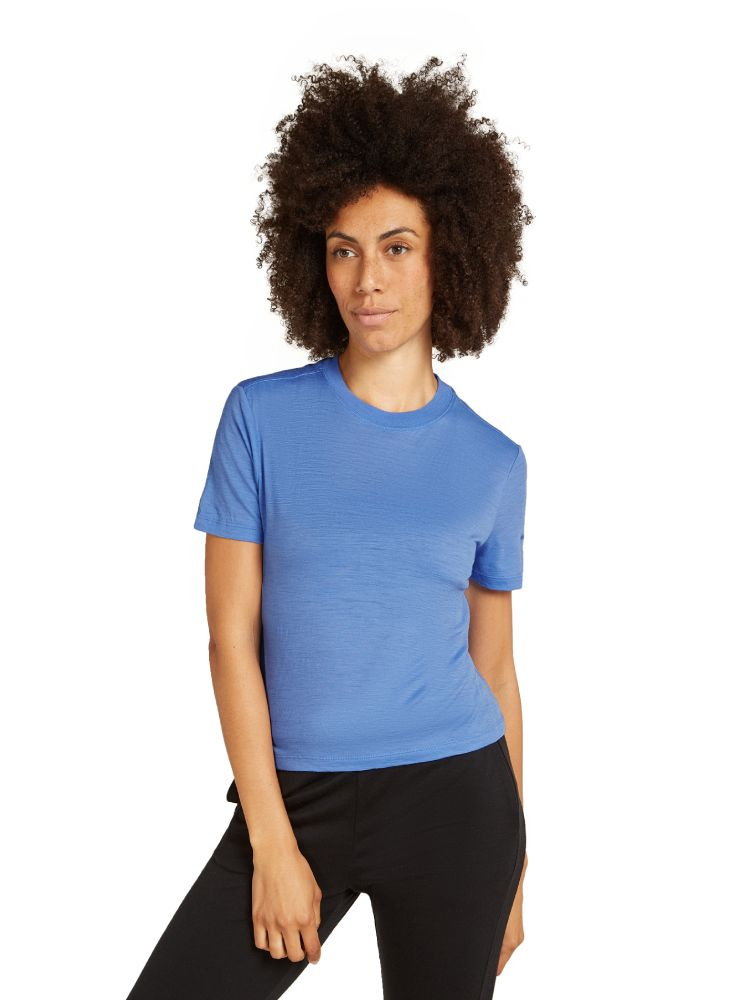 Koszulka termoaktywna damska Icebreaker 150 Tech Lite III SS Crop Tee niebieska