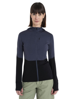 Bluza damska z zamkiem i kapturem Icebreaker 200 Realfleece Descender granatowo-czarna