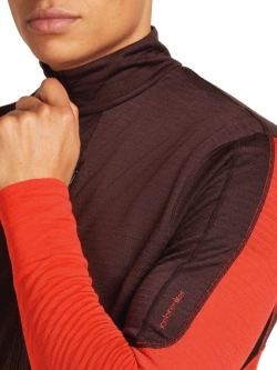 Bluza termoaktywna z zamkiem 1/2 Icebreaker Merino Blend 200 RealFleece Descender LS Half Zip szara-czerwona