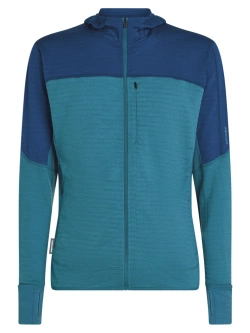Bluza termoaktywna z kapturem Icebreaker Merino Blend 300 RealFleece Descender LS Zip Hoodie niebieska