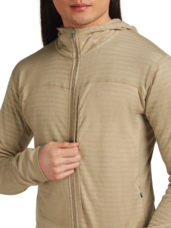 Bluza termoaktywna z kapturem Icebreaker Merino Blend 300 RealFleece Descender LS Zip Hoodie beżowa