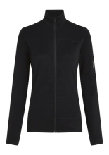 Bluza termoaktywna damska z zamkiem Icebreaker Merino Blend 300 RealFleece Descender LS Zip czarna