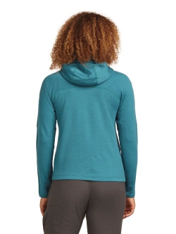 Bluza termoaktywna damska z kapturem Icebreaker Merino 360 RealFleece Elemental LS Zip Hoodie niebieska