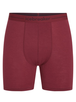 Bokserki termoaktywne z dłuższymi nogawkami Icebreaker Anatomica bordowe